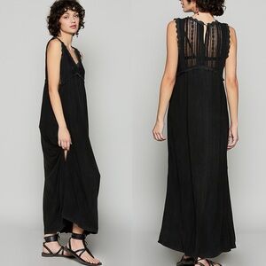 New! Pol Elegant Black Maxi Dress with Lace on the back